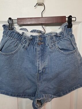 Forever 21 Light Blue Paperbag Waist Denim Shorts